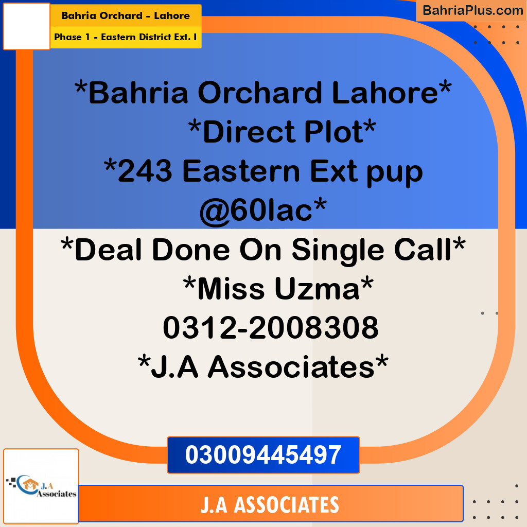 5 Marla Residential Plot for Sale in Phase 1 - Eastern District Ext. I -  Bahria Orchard, Lahore - (BP-293413)