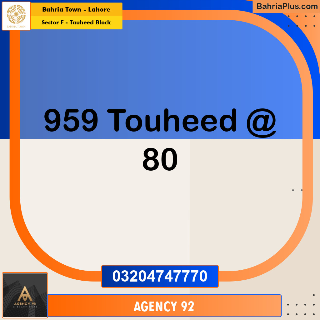 10 Marla Residential Plot for Sale in Sector F - Tauheed Block -  Bahria Town, Lahore - (BP-293428)