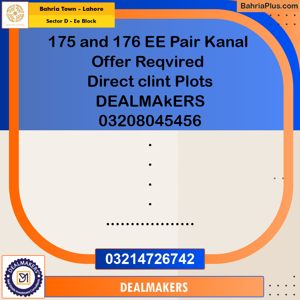 1 Kanal Residential Plot for Sale in Sector D - EE Block -  Bahria Town, Lahore - (BP-293452)