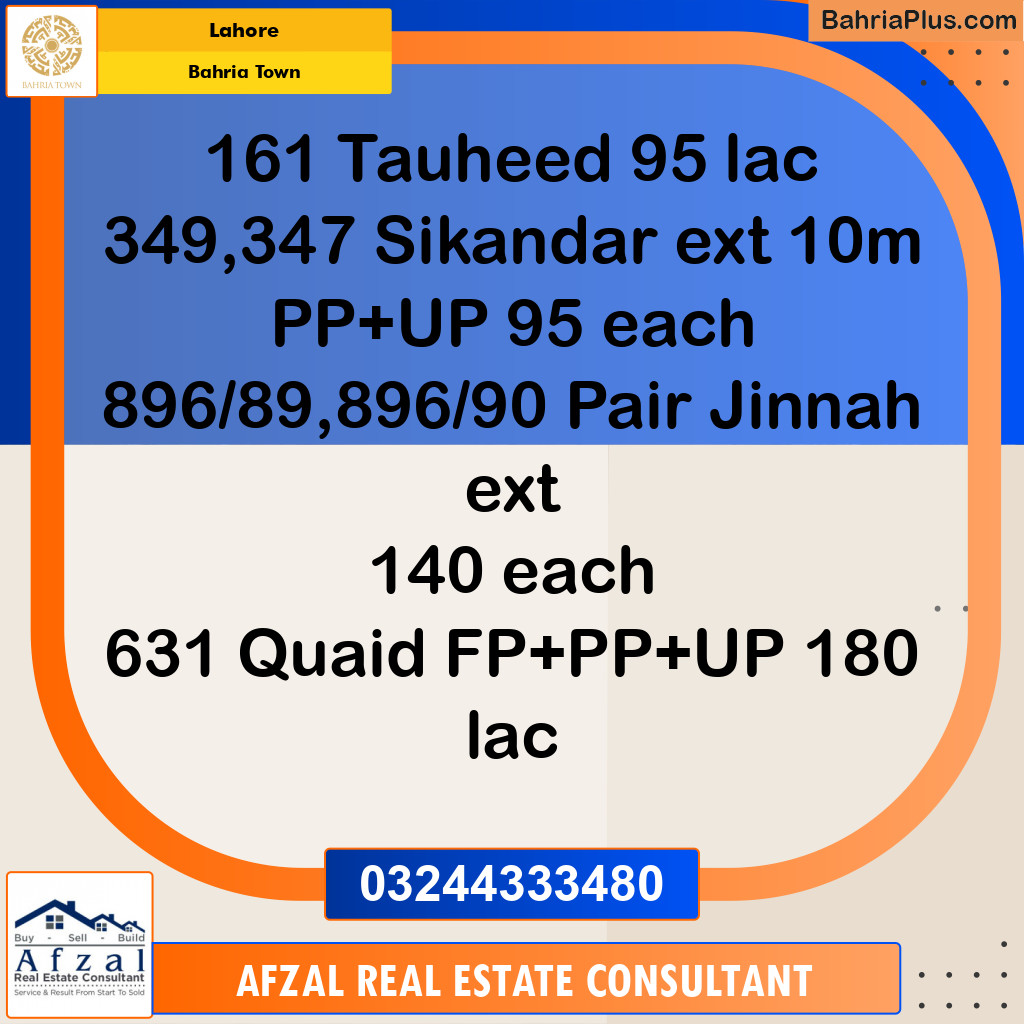 Residential Plot for Sale in Bahria Town, Lahore - (BP-293482)