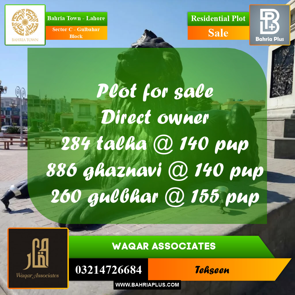 10 Marla Residential Plot for Sale in Sector C - Gulbahar Block -  Bahria Town, Lahore - (BP-293488)