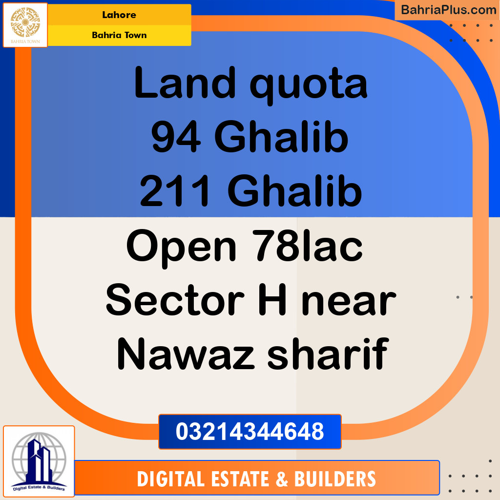 8 Marla Residential Plot for Sale in Bahria Town, Lahore - (BP-293499)