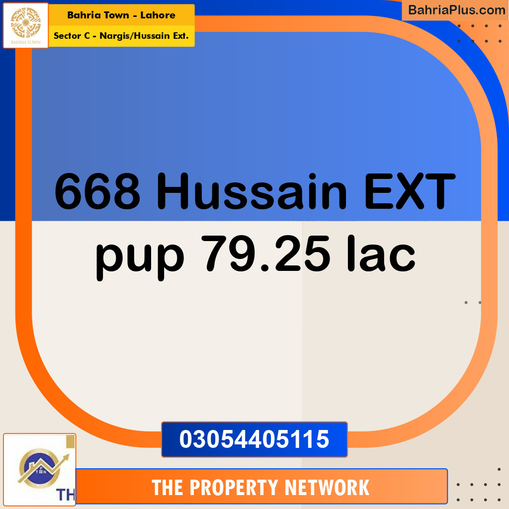 Residential Plot for Sale in Sector C - Nargis/Hussain Ext. -  Bahria Town, Lahore - (BP-293532)