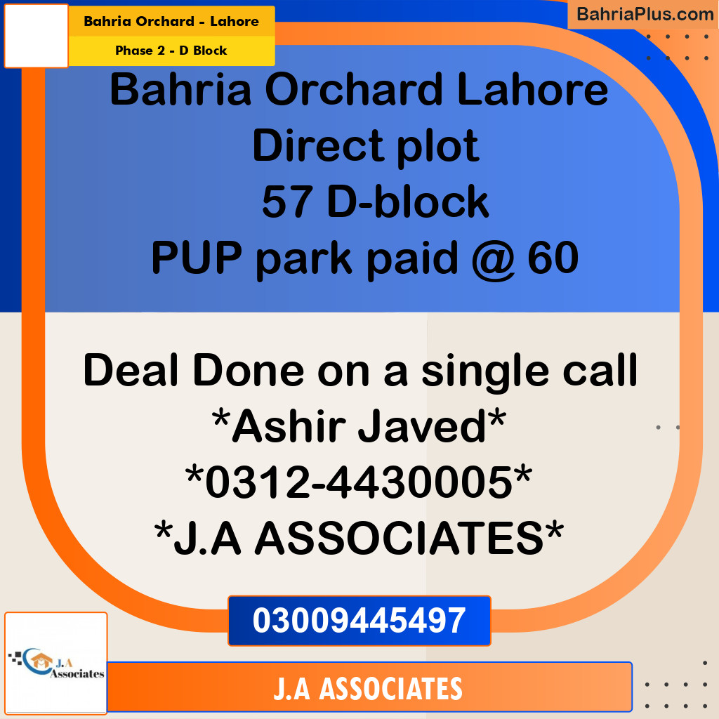 5 Marla Residential Plot for Sale in Phase 2 - D Block -  Bahria Orchard, Lahore - (BP-293537)