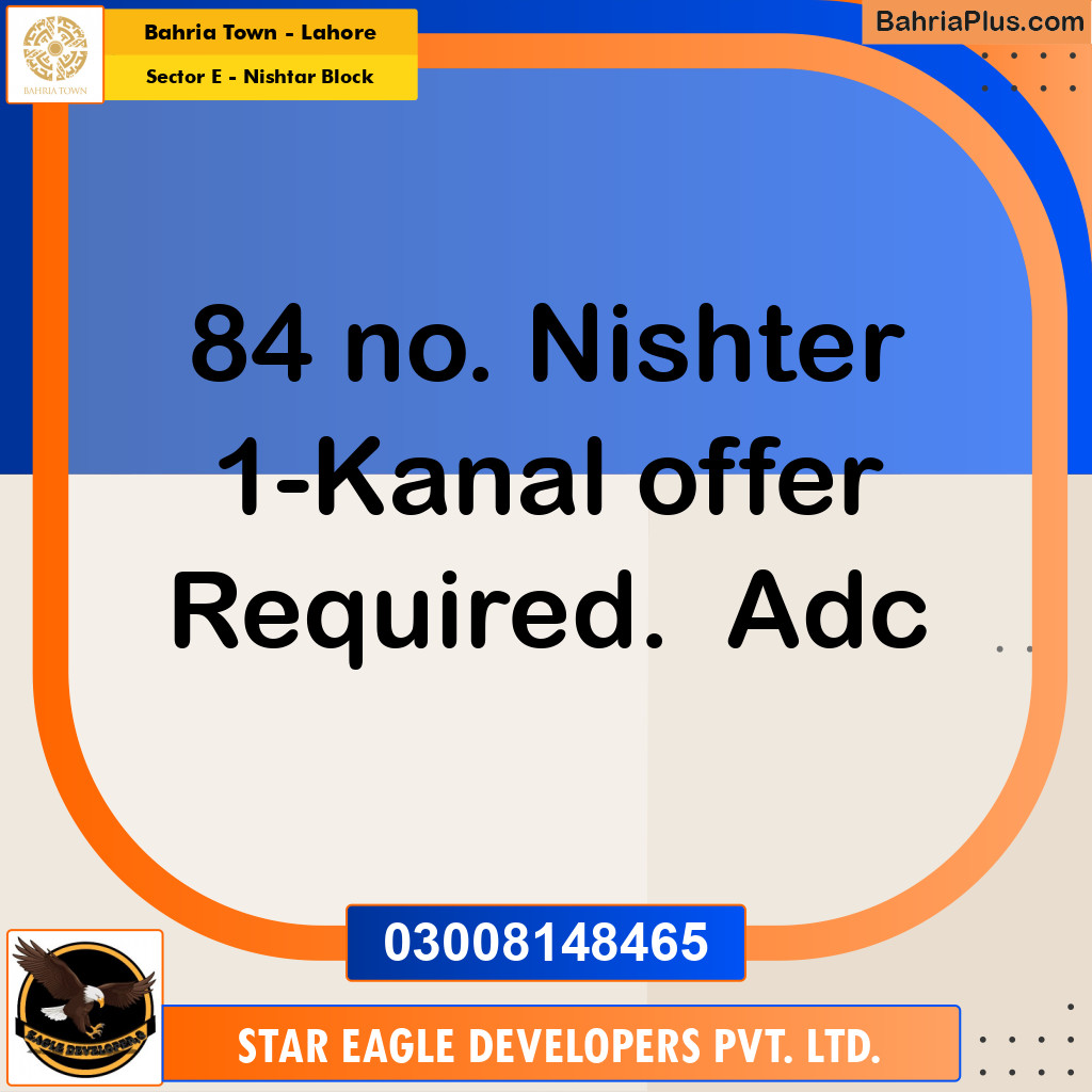 1 Kanal Residential Plot for Sale in Sector E - Nishtar Block -  Bahria Town, Lahore - (BP-293541)