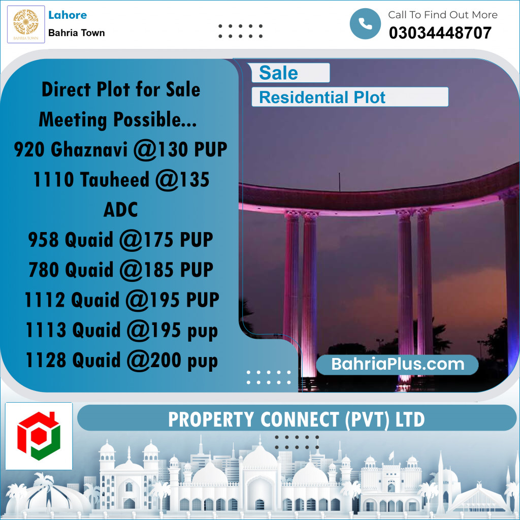 Residential Plot for Sale in Bahria Town, Lahore - (BP-293649)