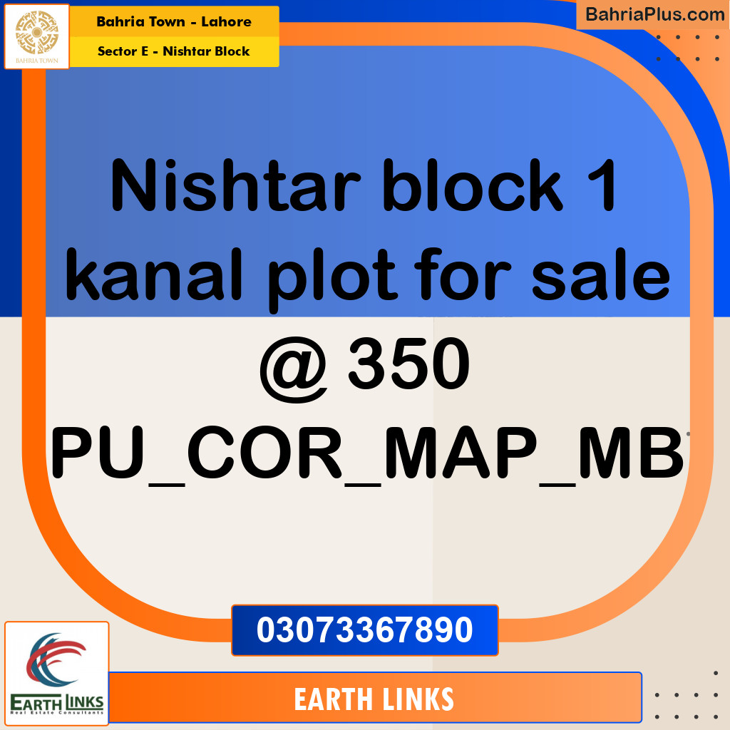 1 Kanal Residential Plot for Sale in Sector E - Nishtar Block -  Bahria Town, Lahore - (BP-293658)
