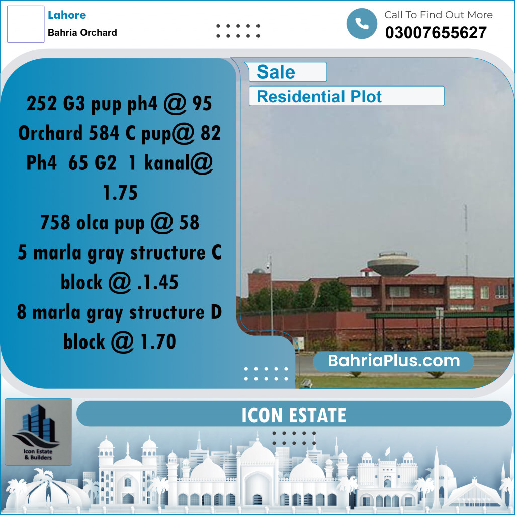 Residential Plot for Sale in Bahria Orchard, Lahore - (BP-293812)