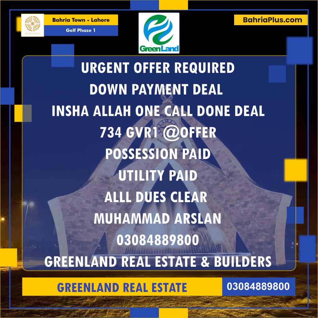 10 Marla Residential Plot for Sale in Golf Phase 1 -  Bahria Town, Lahore - (BP-293830)
