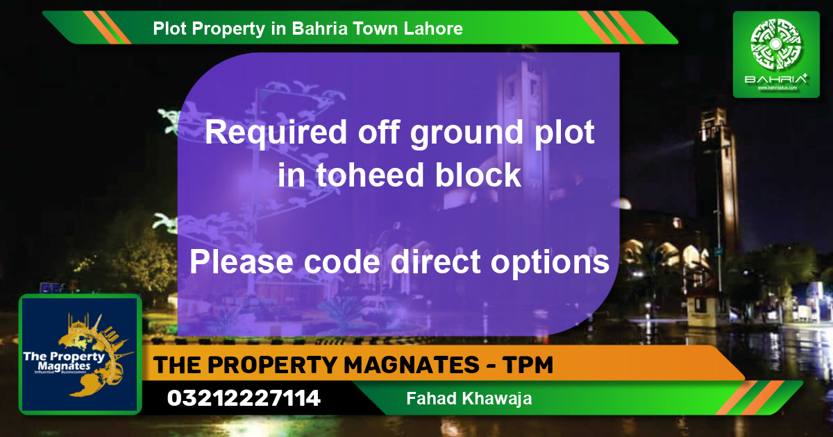 Residential Plot for Sale in Bahria Town, Lahore - (BP-29387)