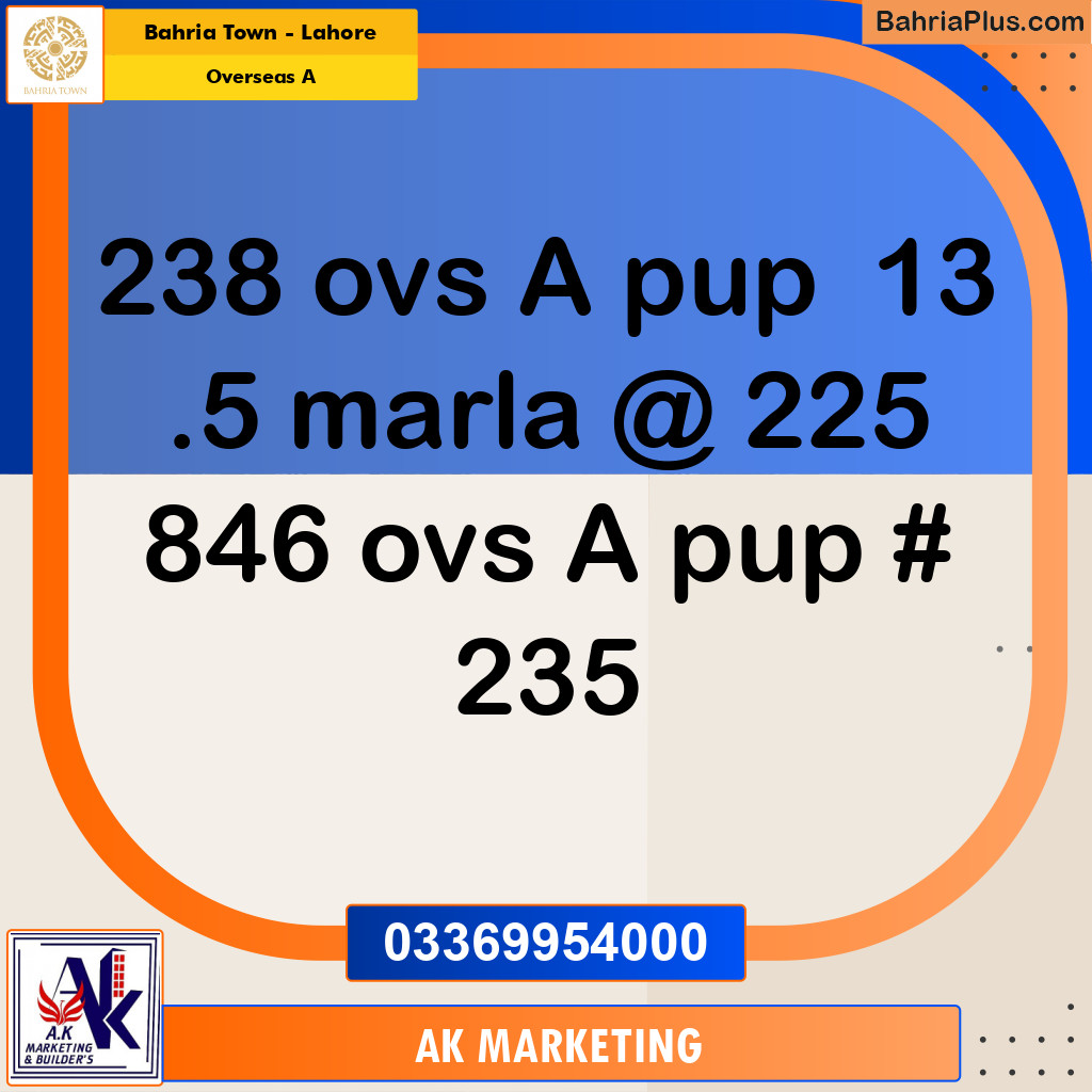 13.5 Marla Residential Plot for Sale in Overseas A -  Bahria Town, Lahore - (BP-293923)