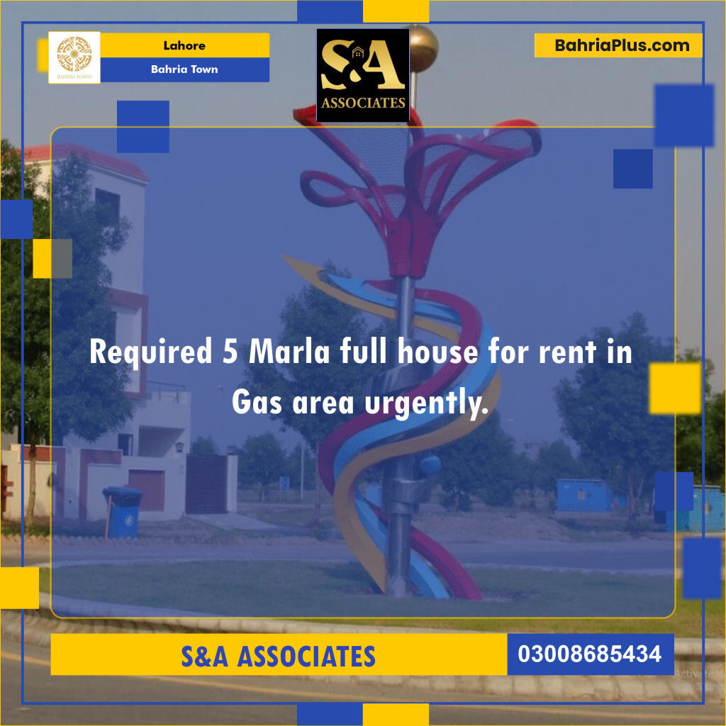 5 Marla Residential House for Rent in Bahria Town, Lahore - (BP-293940)