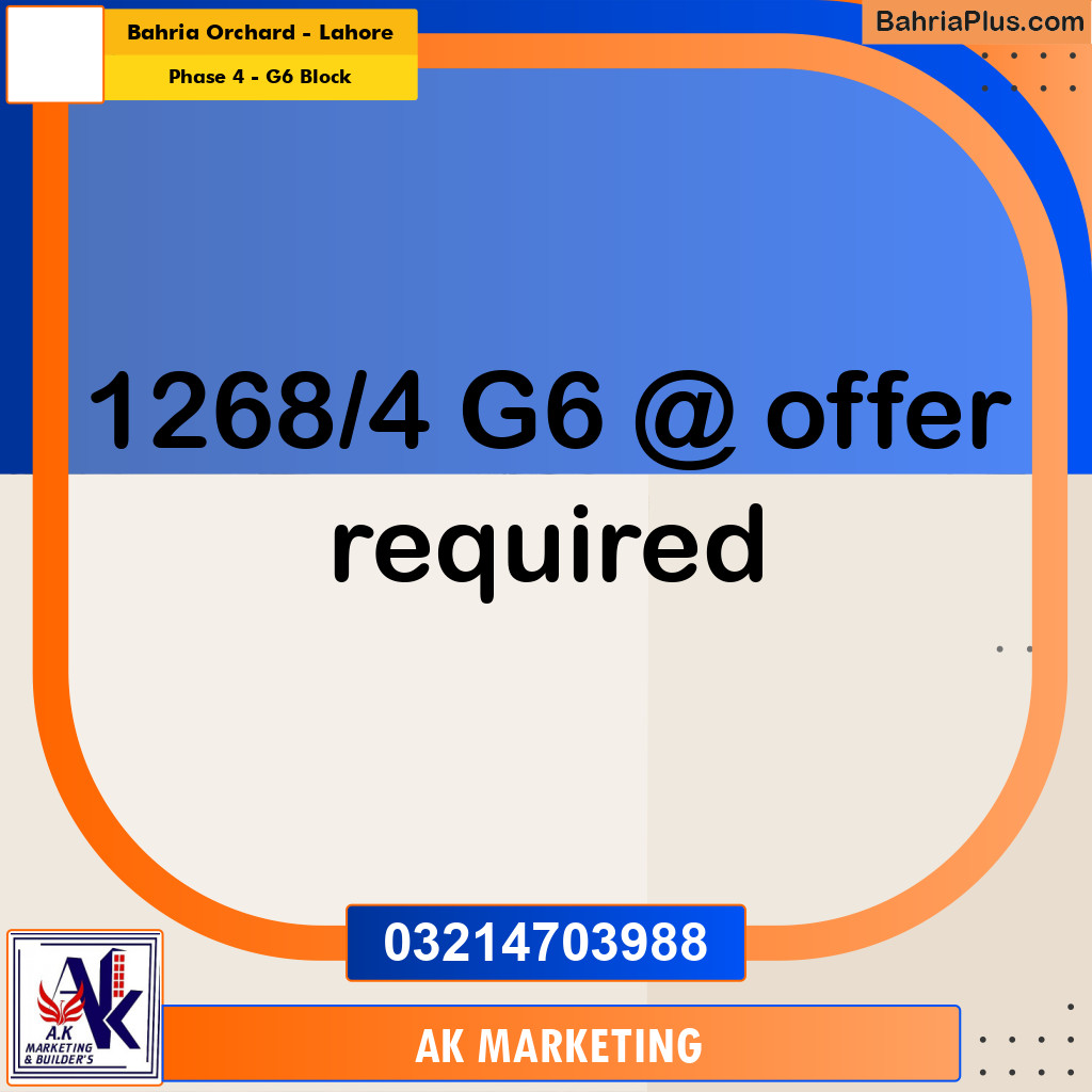 10 Marla Residential Plot for Sale in Phase 4 - G6 Block -  Bahria Orchard, Lahore - (BP-293959)