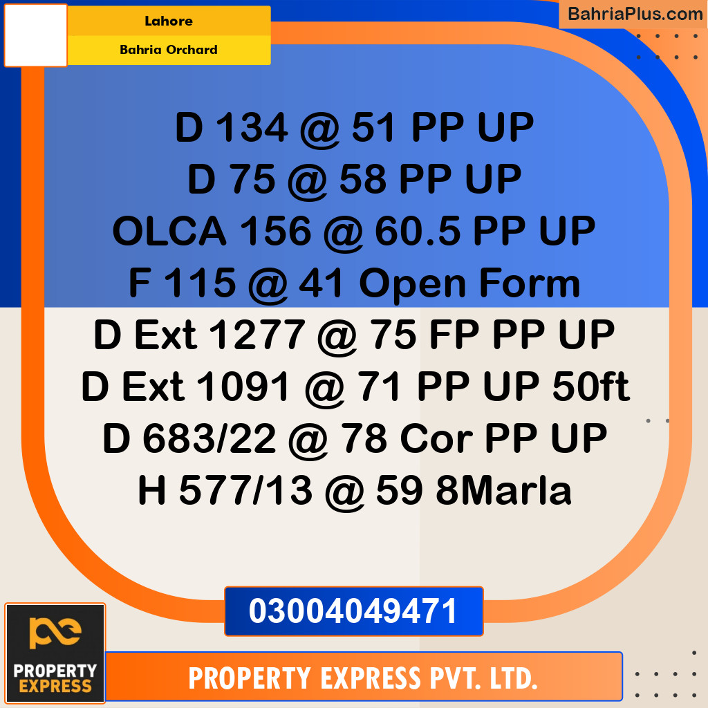 Residential Plot for Sale in Bahria Orchard, Lahore - (BP-294003)