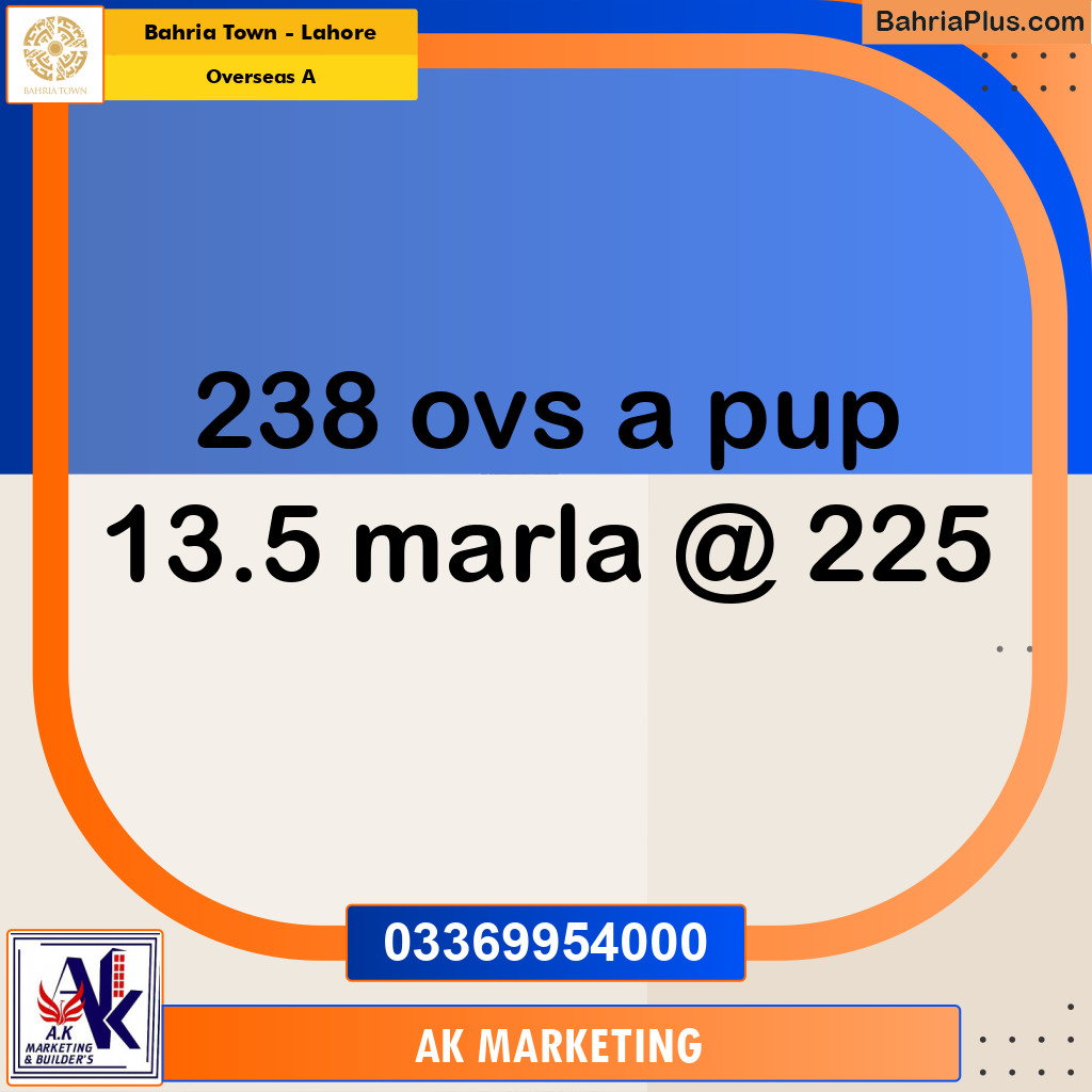 13.5 Marla Residential Plot for Sale in Overseas A -  Bahria Town, Lahore - (BP-294024)