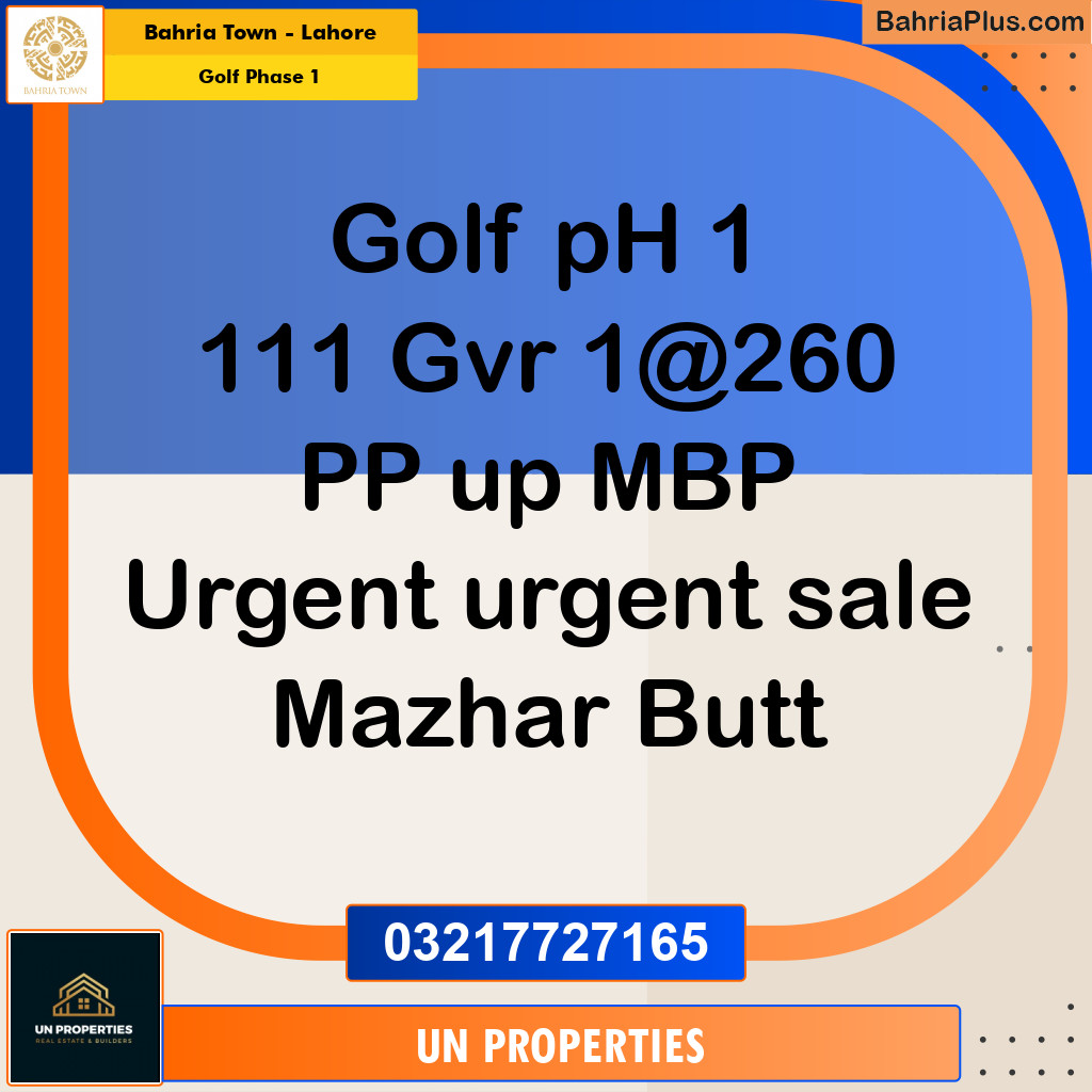 1 Kanal Residential Plot for Sale in Golf Phase 1 -  Bahria Town, Lahore - (BP-294036)