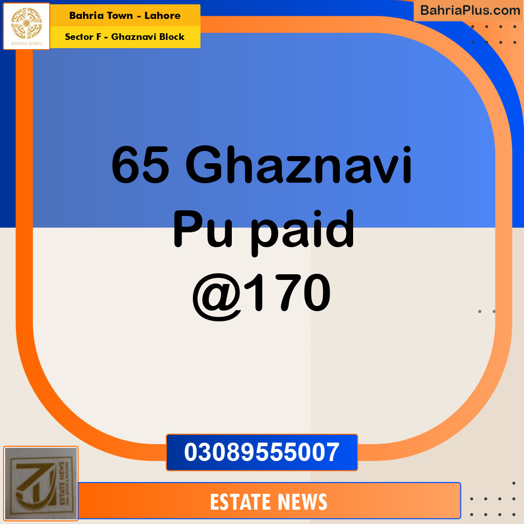 Residential Plot for Sale in Sector F - Ghaznavi Block -  Bahria Town, Lahore - (BP-294039)
