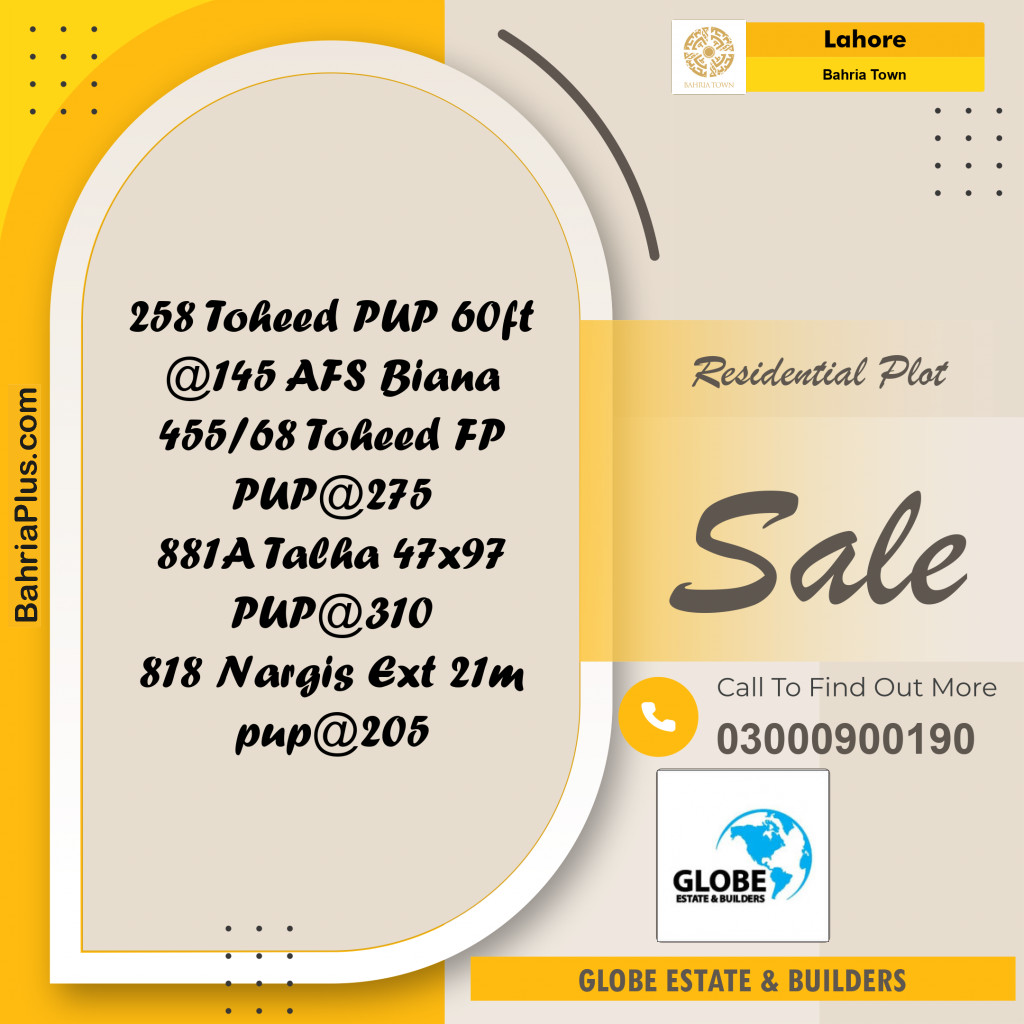 Residential Plot for Sale in Bahria Town, Lahore - (BP-294064)