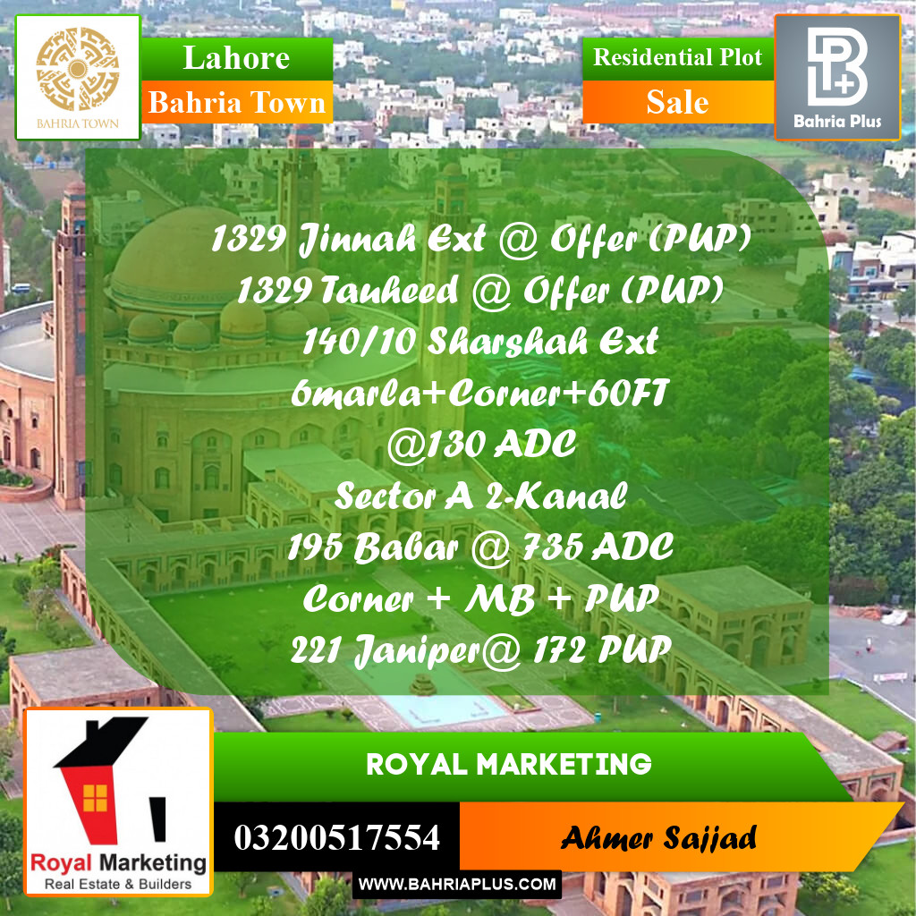 Residential Plot for Sale in Bahria Town, Lahore - (BP-294079)