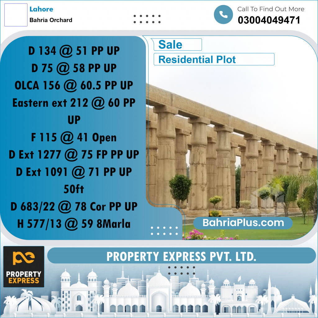 Residential Plot for Sale in Bahria Orchard, Lahore - (BP-294098)