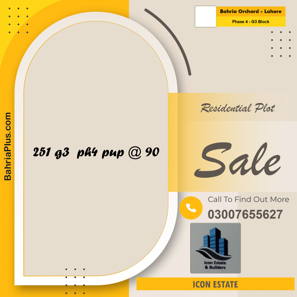 Residential Plot for Sale in Phase 4 - G3 Block -  Bahria Orchard, Lahore - (BP-294145)