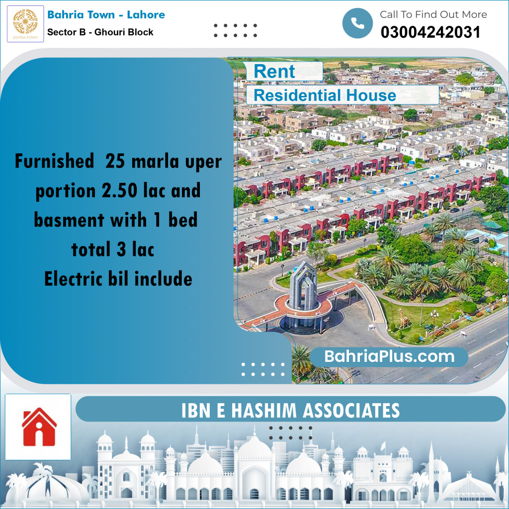 25 Marla Residential House for Rent in Sector B - Ghouri Block -  Bahria Town, Lahore - (BP-294186)