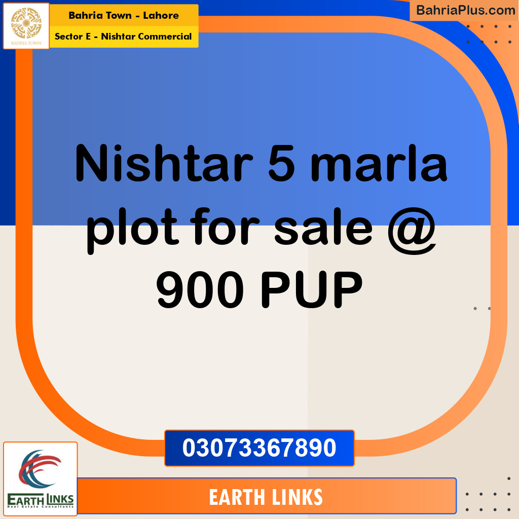 5 Marla Commercial Plot for Sale in Sector E - Nishtar Commercial -  Bahria Town, Lahore - (BP-294198)
