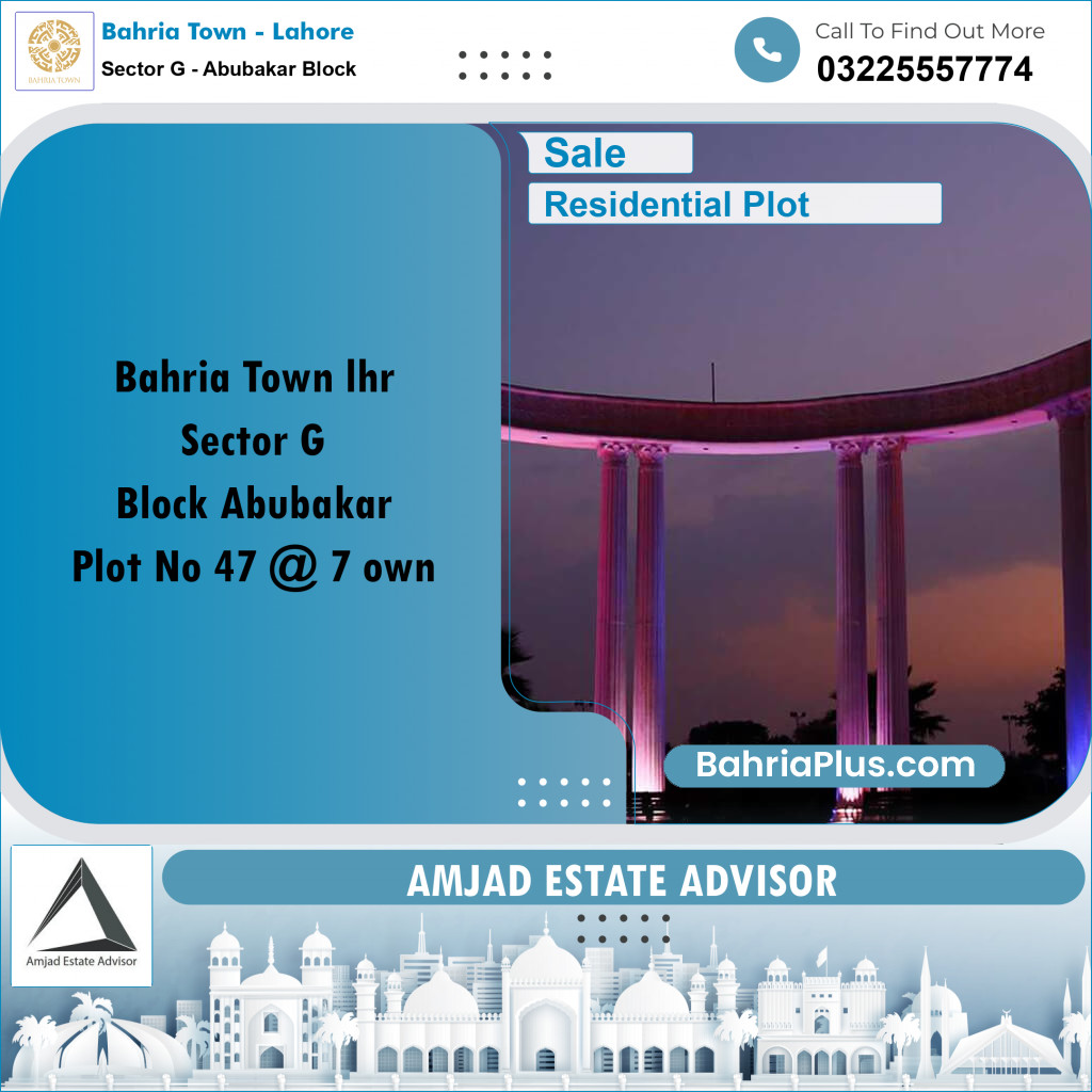 Residential Plot for Sale in Sector G - Abubakar Block -  Bahria Town, Lahore - (BP-294203)