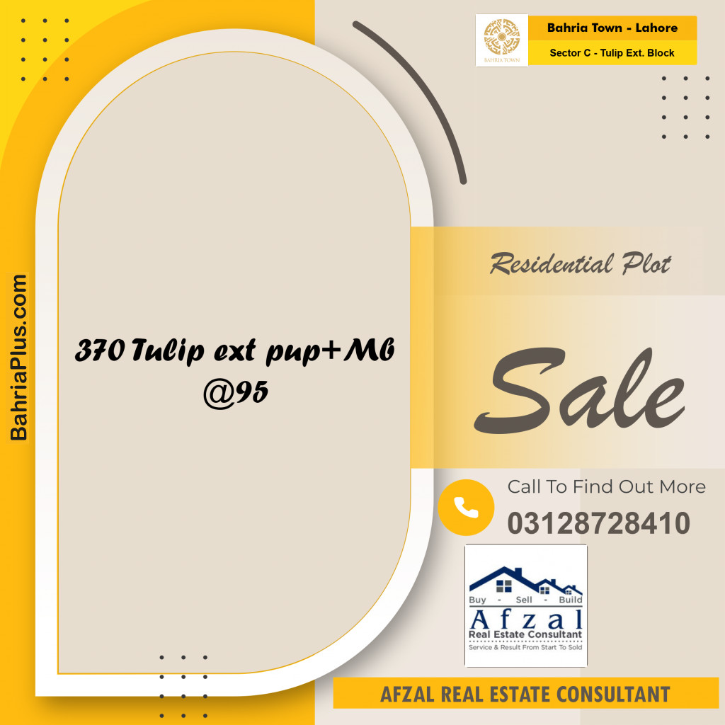 Residential Plot for Sale in Sector C - Tulip Ext. Block -  Bahria Town, Lahore - (BP-294259)