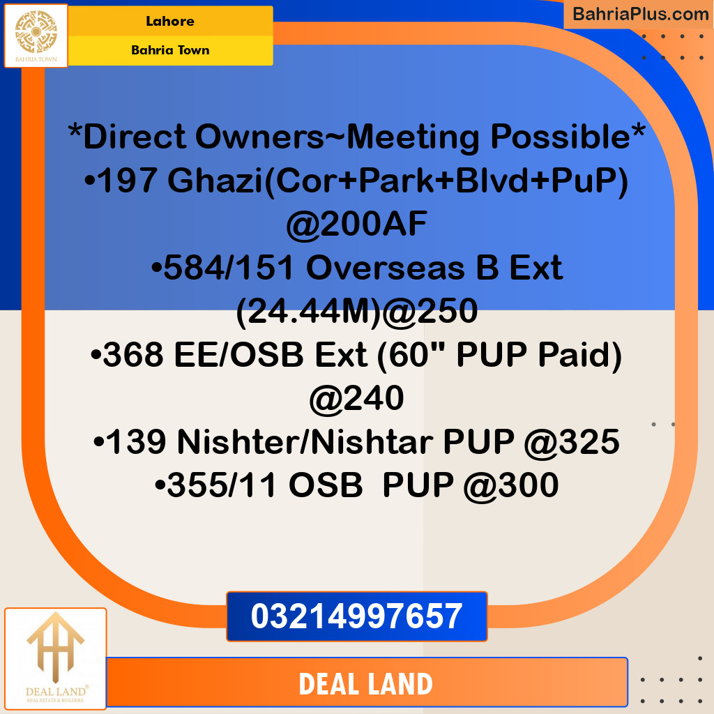 Residential Plot for Sale in Bahria Town, Lahore - (BP-294266)