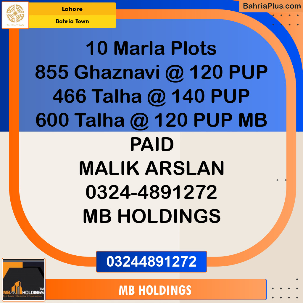 Residential Plot for Sale in Bahria Town, Lahore - (BP-294294)