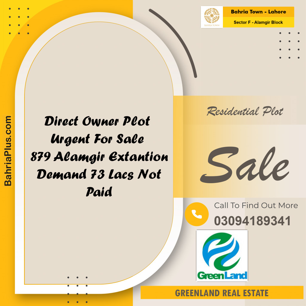 10 Marla Residential Plot for Sale in Sector F - Alamgir Block -  Bahria Town, Lahore - (BP-294393)