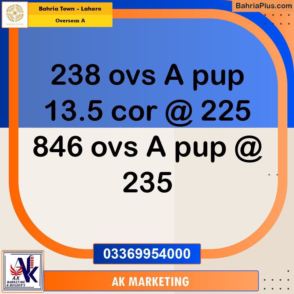 13.5 Marla Residential Plot for Sale in Overseas A -  Bahria Town, Lahore - (BP-294412)