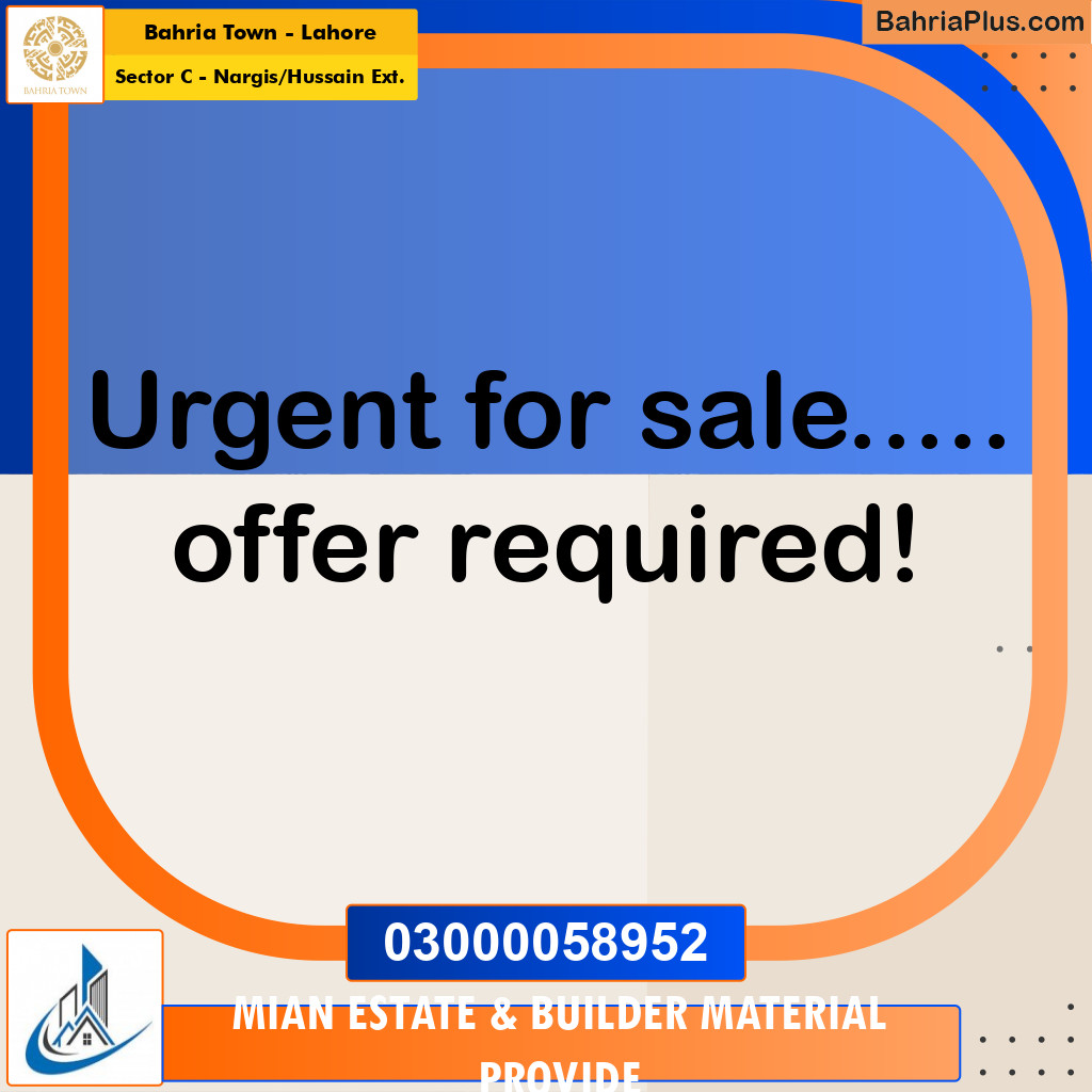 12 Marla Residential Plot for Sale in Sector C - Nargis/Hussain Ext. -  Bahria Town, Lahore - (BP-294418)