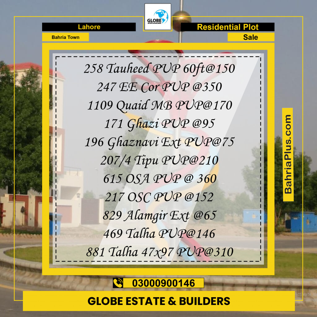 Residential Plot for Sale in Bahria Town, Lahore - (BP-294431)