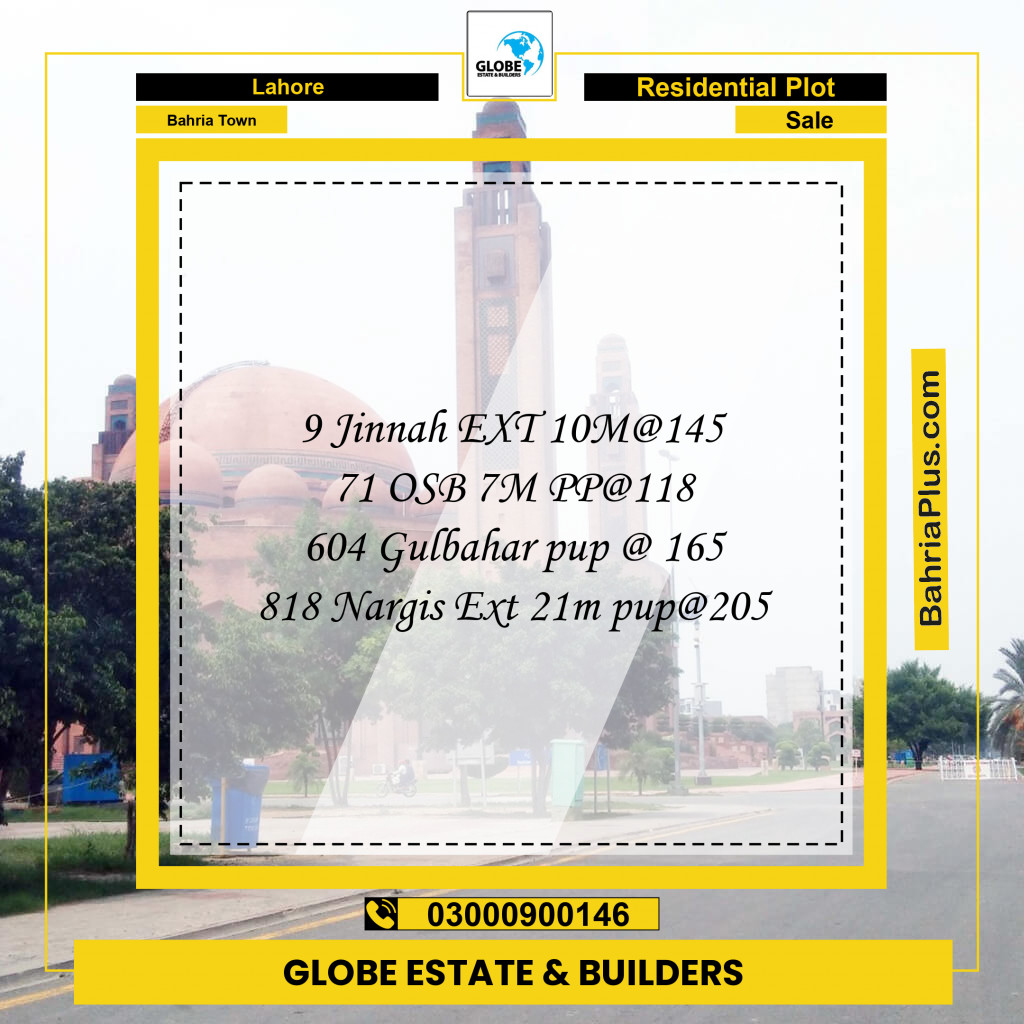 Residential Plot for Sale in Bahria Town, Lahore - (BP-294432)