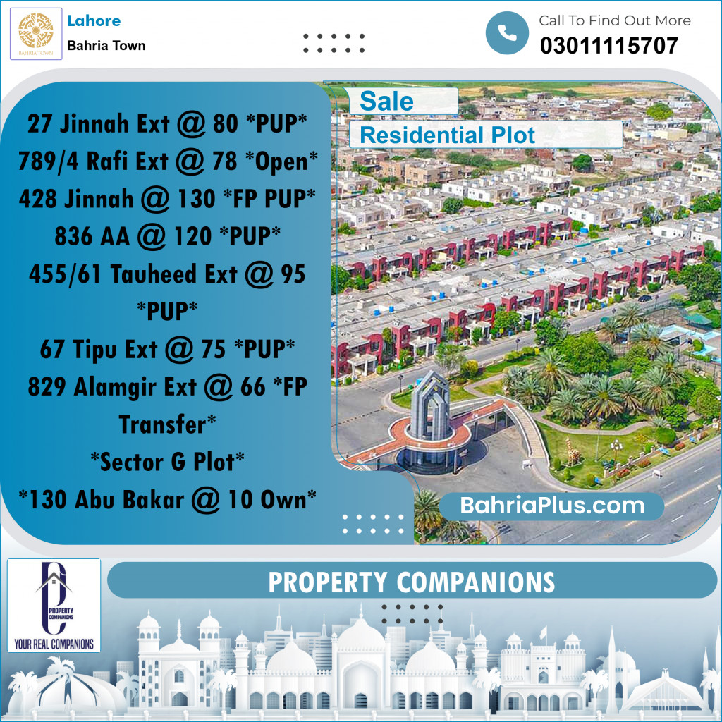 Residential Plot for Sale in Bahria Town, Lahore - (BP-294489)