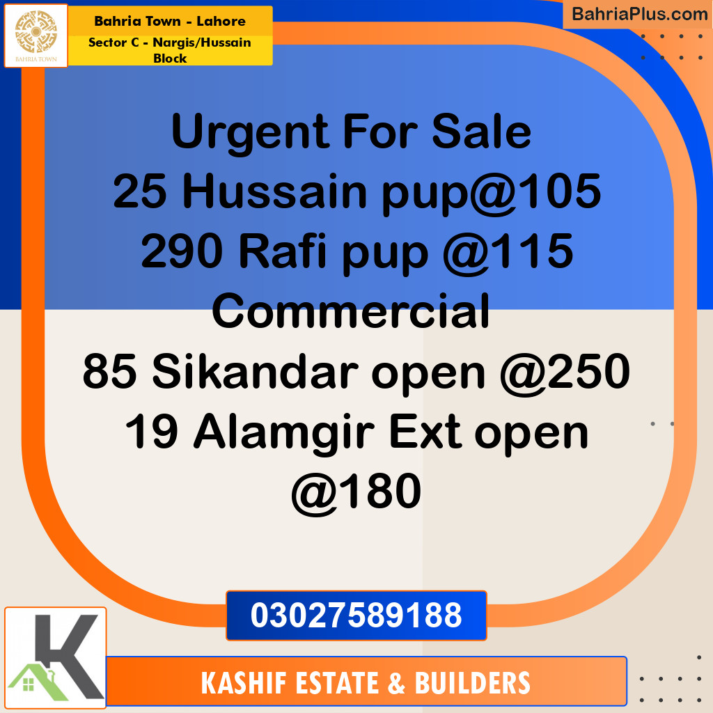 12 Marla Residential Plot for Sale in Sector C - Nargis/Hussain Block -  Bahria Town, Lahore - (BP-294518)