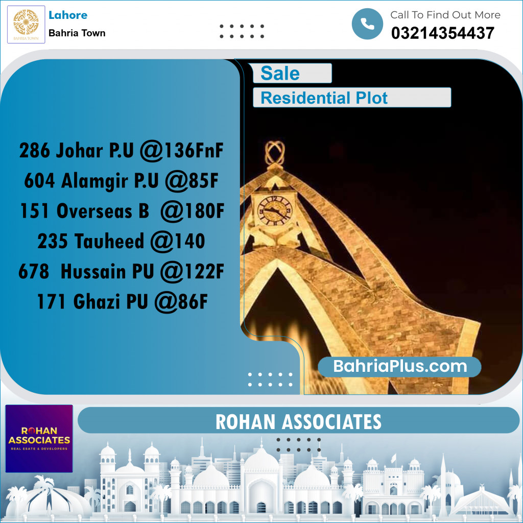 Residential Plot for Sale in Bahria Town, Lahore - (BP-294601)