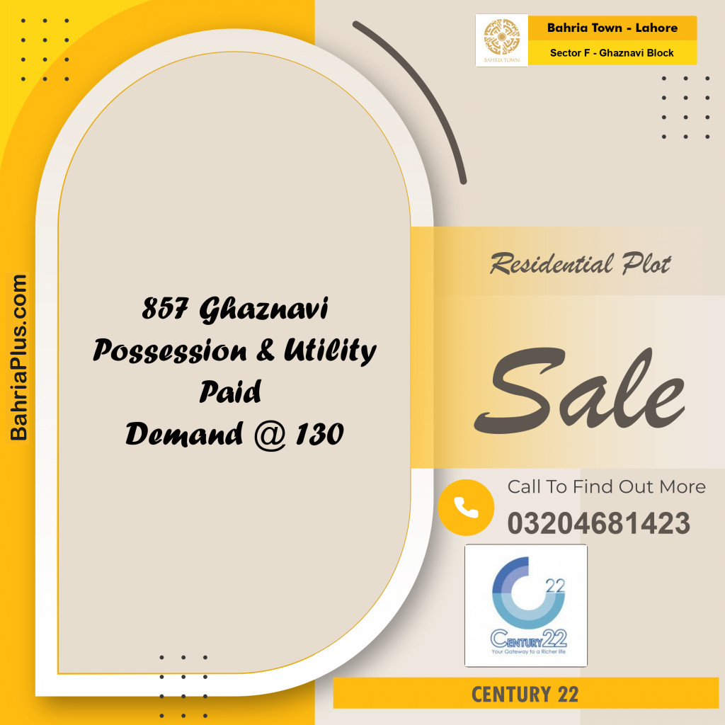 10 Marla Residential Plot for Sale in Sector F - Ghaznavi Block -  Bahria Town, Lahore - (BP-294638)
