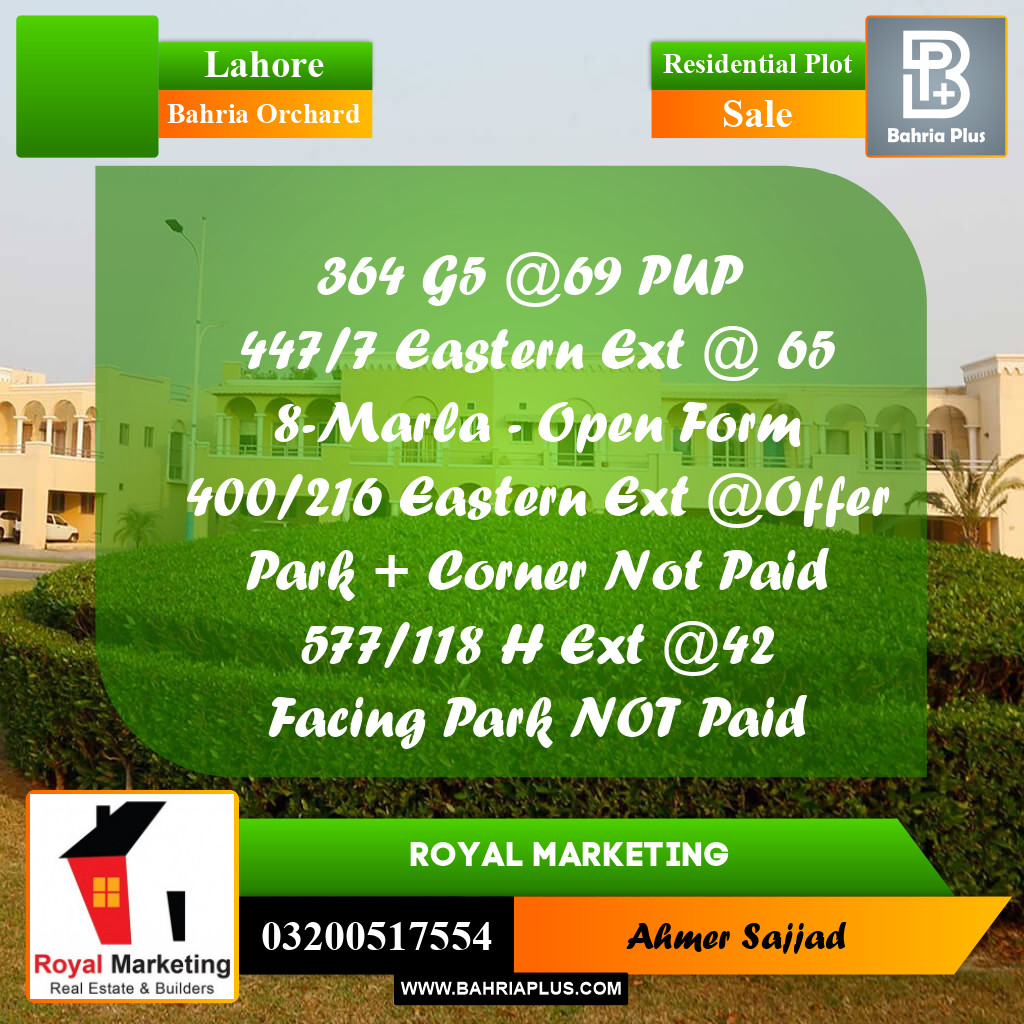 Residential Plot for Sale in Bahria Orchard, Lahore - (BP-294640)