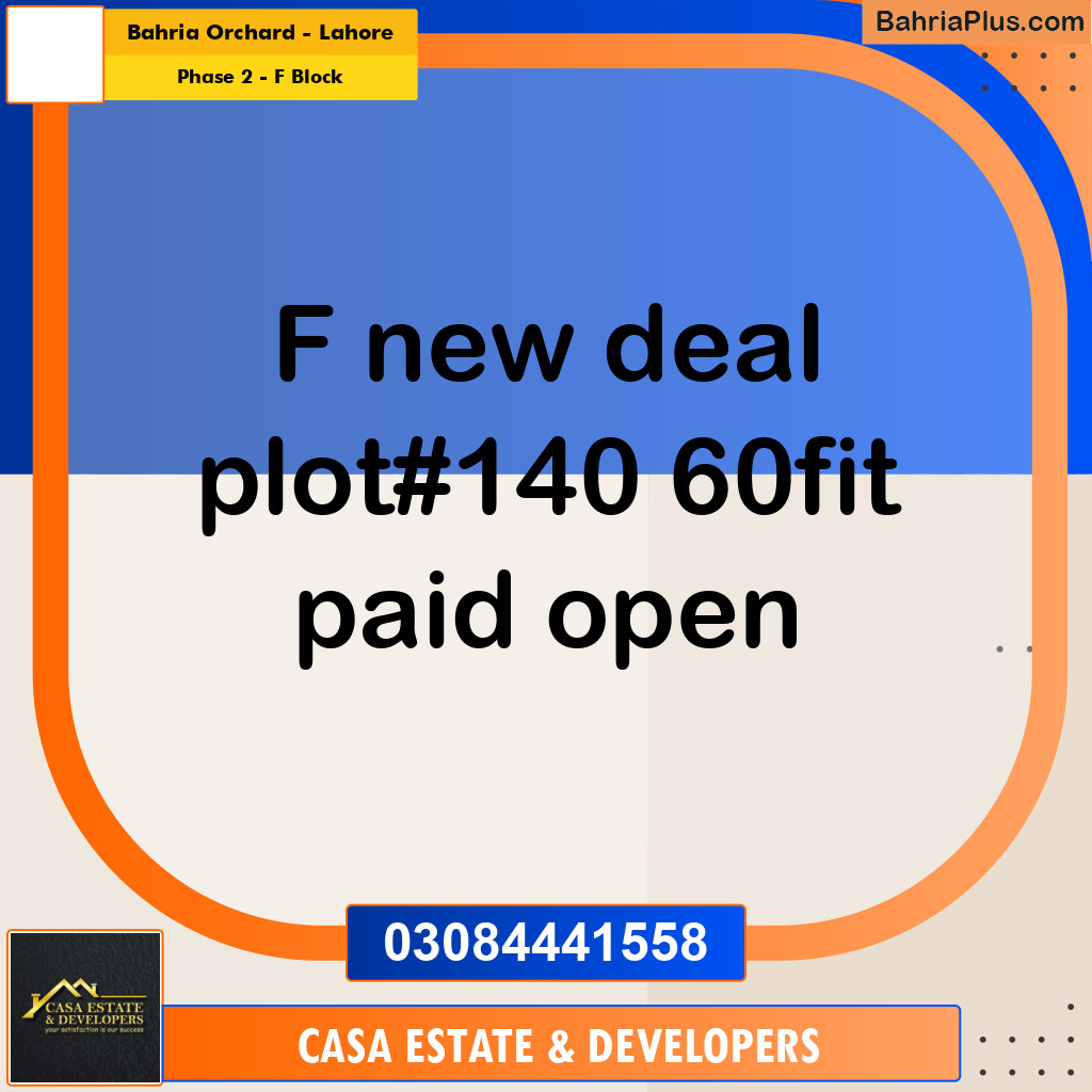 5 Marla Residential Plot for Sale in Phase 2 - F Block -  Bahria Orchard, Lahore - (BP-294645)