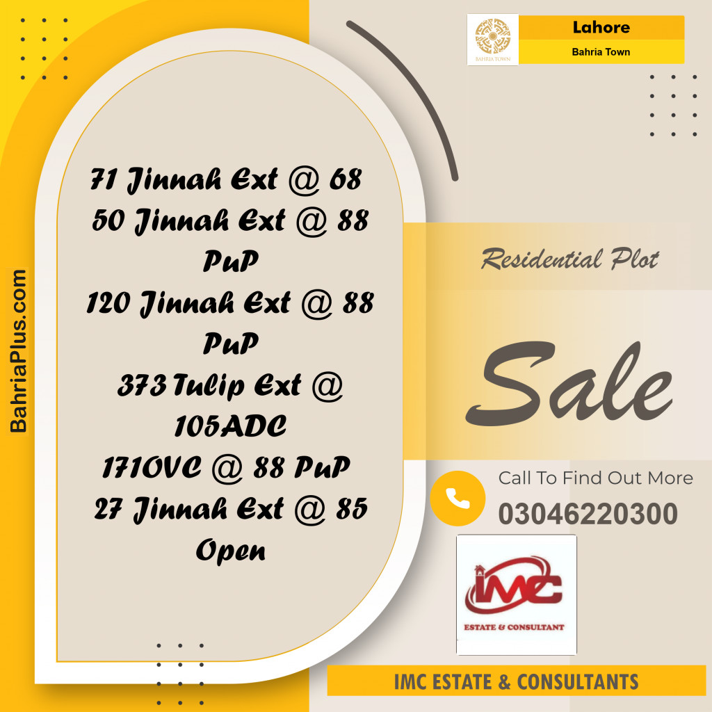 Residential Plot for Sale in Bahria Town, Lahore - (BP-294703)