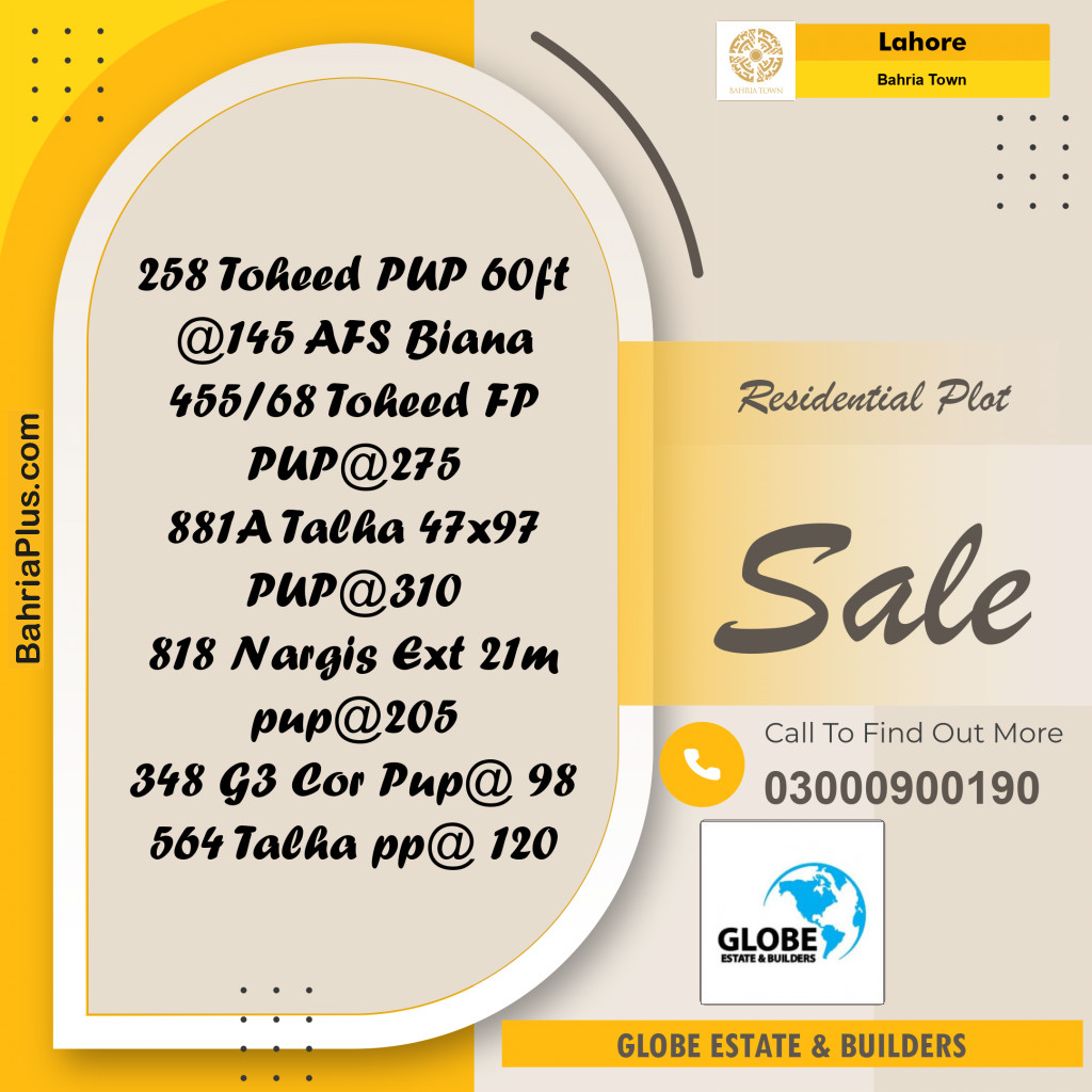 Residential Plot for Sale in Bahria Town, Lahore - (BP-294738)
