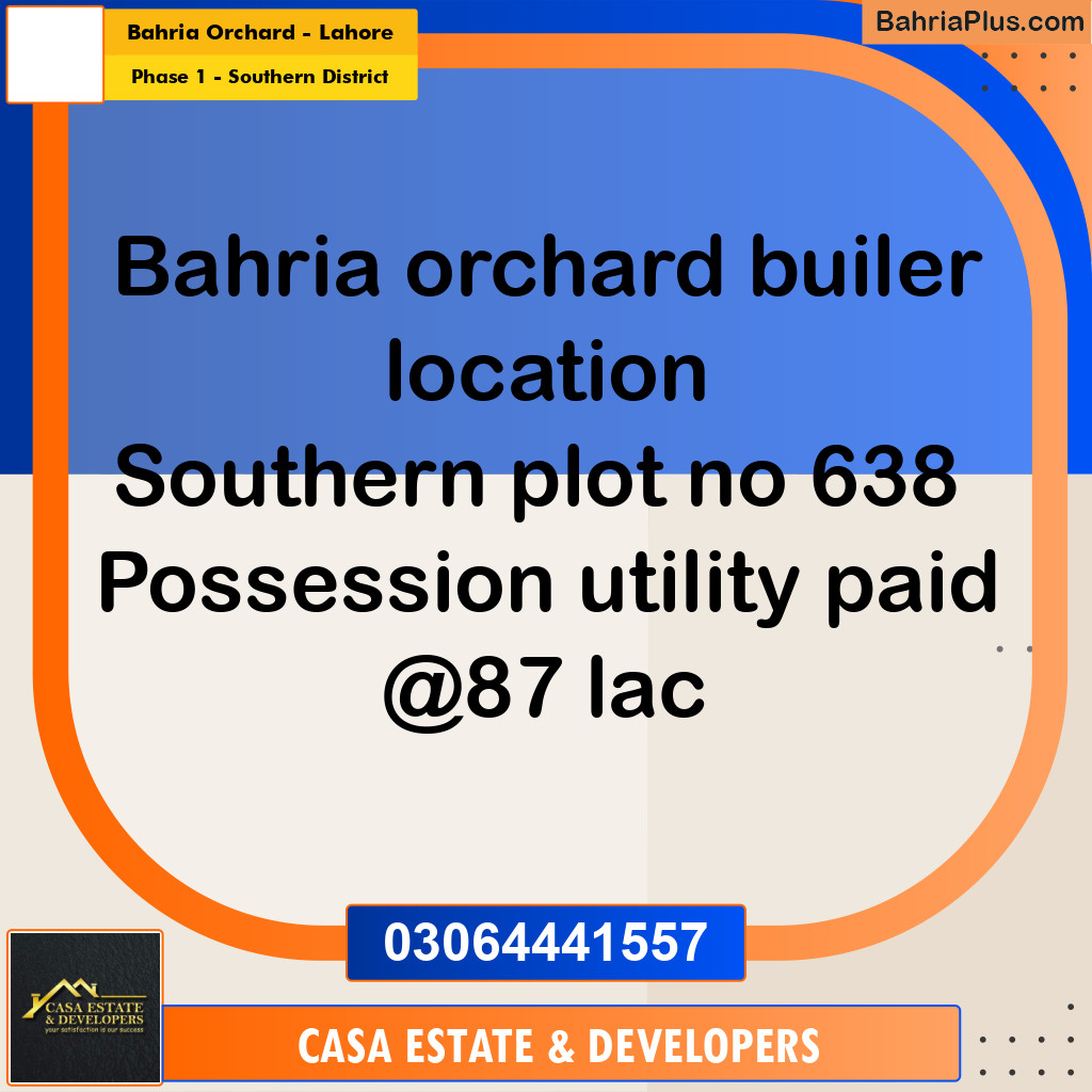 10 Marla Residential Plot for Sale in Phase 1 - Southern District -  Bahria Orchard, Lahore - (BP-294745)