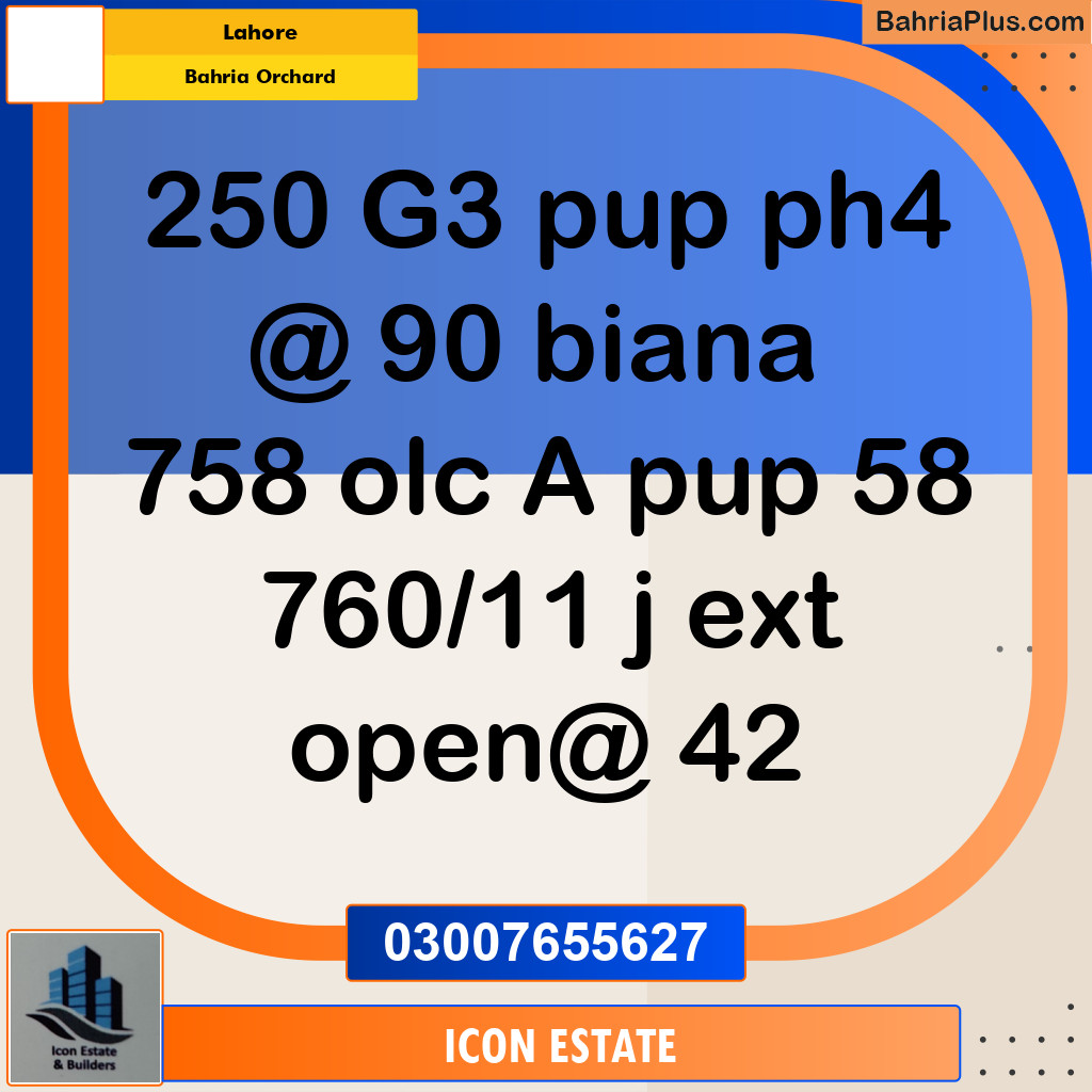 Residential Plot for Sale in Bahria Orchard, Lahore - (BP-294764)
