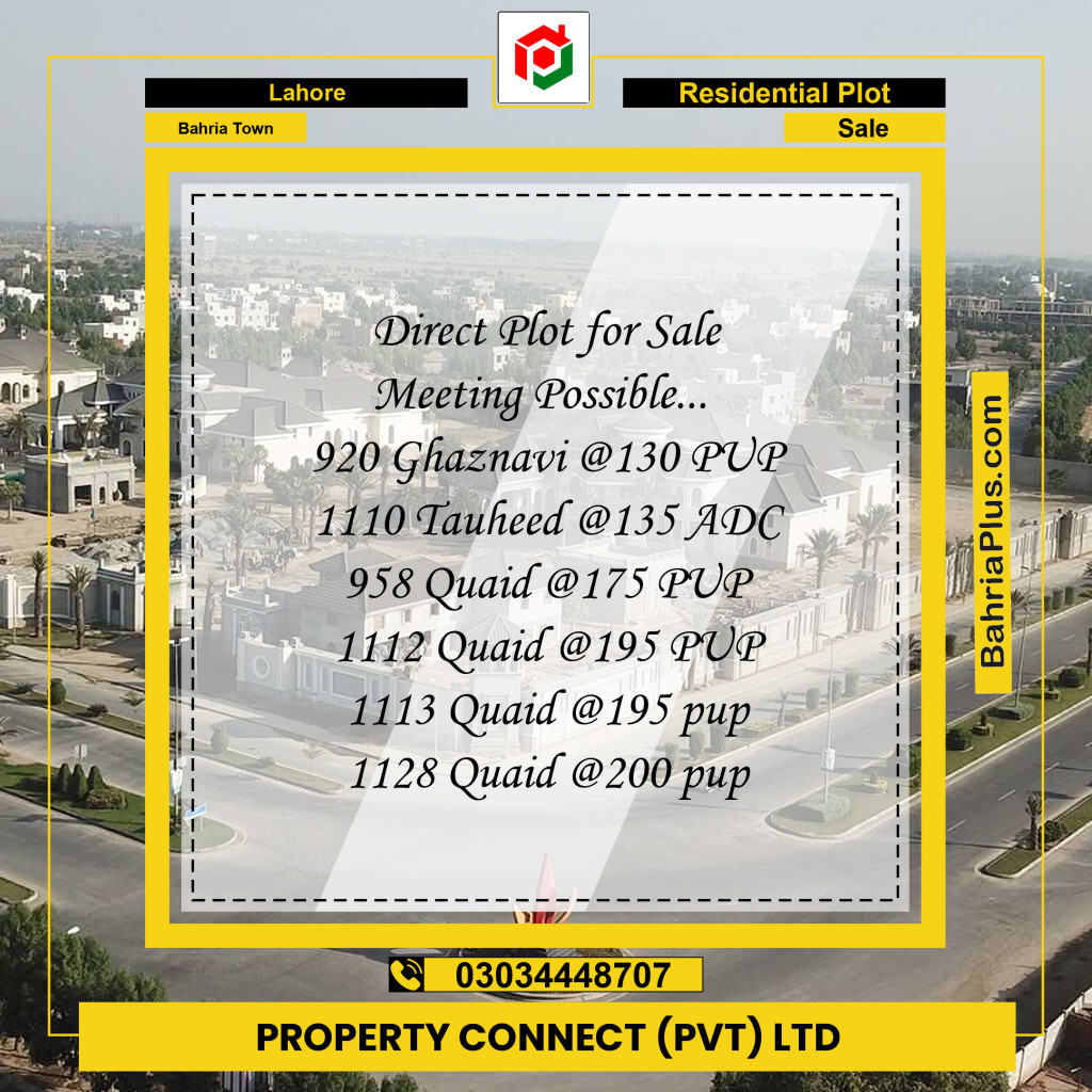 Residential Plot for Sale in Bahria Town, Lahore - (BP-294799)