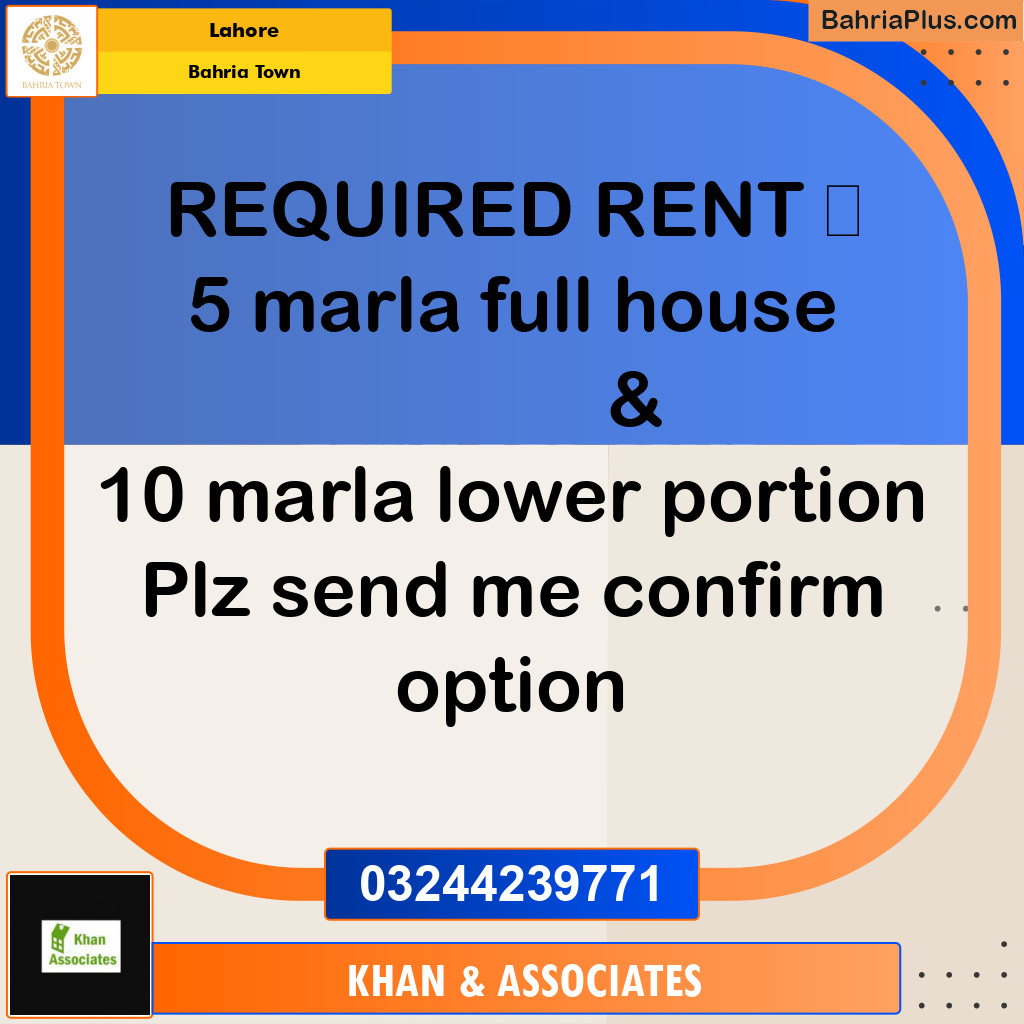 Residential House for Rent in Bahria Town, Lahore - (BP-294801)