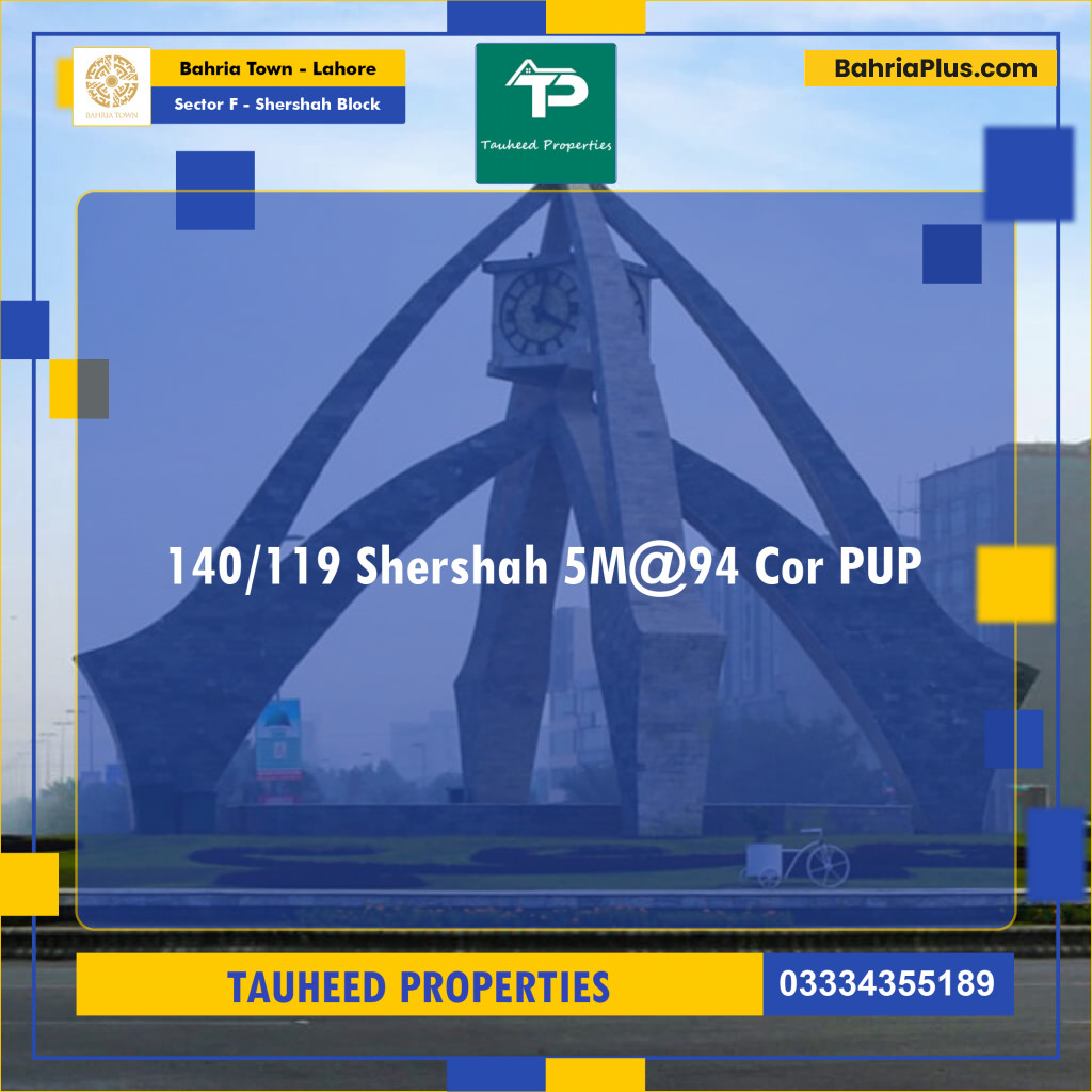 5 Marla Residential Plot for Sale in Sector F - Shershah Block -  Bahria Town, Lahore - (BP-294828)