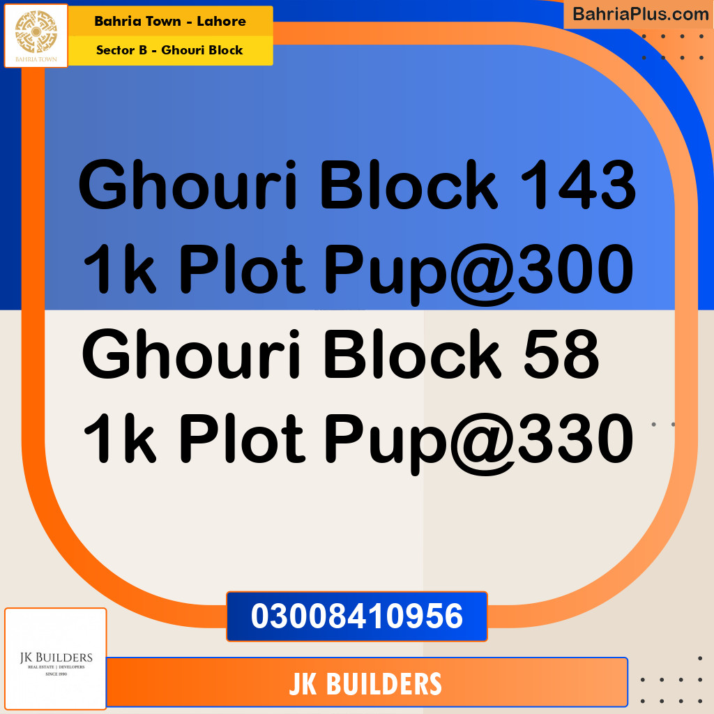 1 Kanal Residential Plot for Sale in Sector B - Ghouri Block -  Bahria Town, Lahore - (BP-294841)